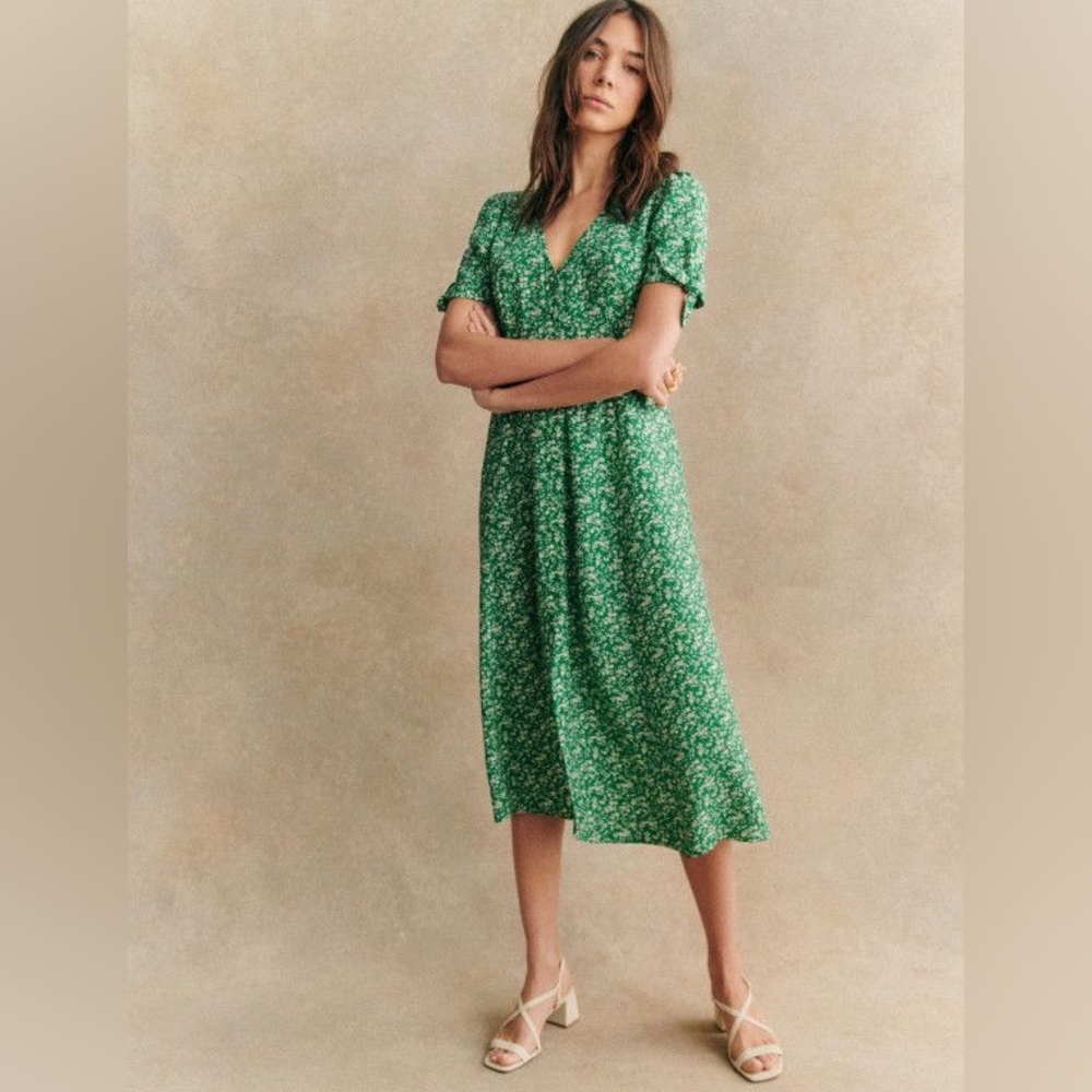 NWT Sezane Vic Floral Midi Dress, Size 36 / 4